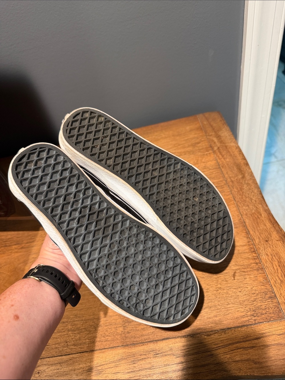 Vans Kids Classic Slip-On Checkerboard Sneakers - Black & Gray - Picture 6 of 8